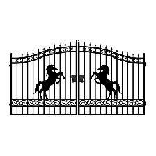14FT Steel Driveway Gate Horse Art - Photo 2
