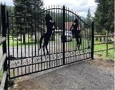 20FT Steel Driveway Gate Horse Art - Photo 3