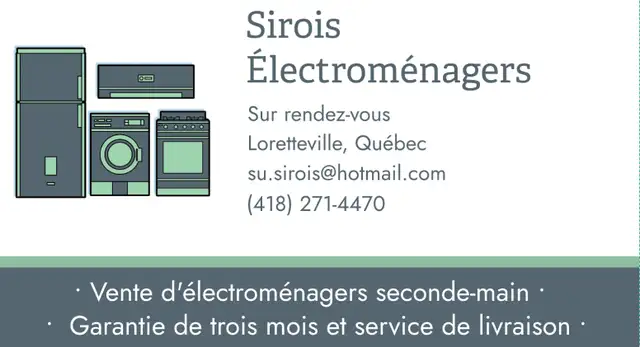 SIROIS Électroménagers Ventes de seconde-main