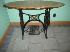 RAYMOND  BEAVER SEWING MACHINE LIVE EDGE COFFEE ENTRANCE TABLE