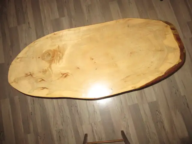 HARD ROCK MAPLE LIVE EDGE TABLE HEAVY CAST IRON BASE - Photo 3