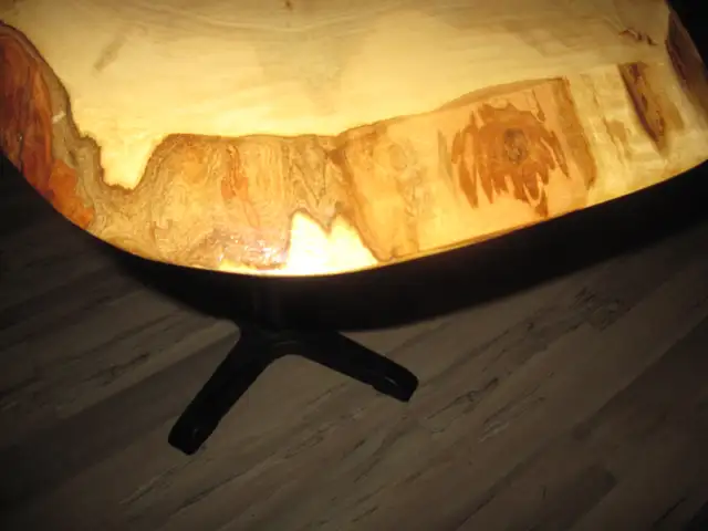 HARD ROCK MAPLE LIVE EDGE TABLE HEAVY CAST IRON BASE - Photo 4