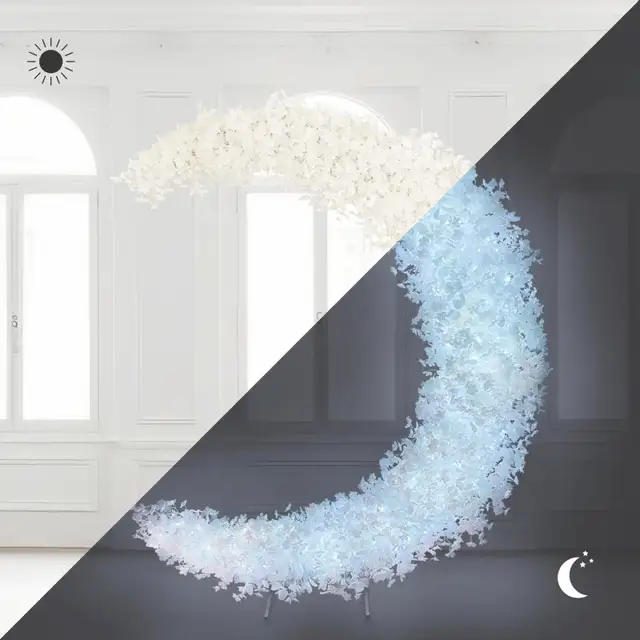 Wedding Light-up Moon Arch with White Florals