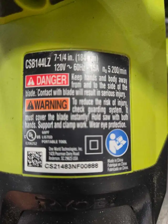 RYOBI  CIRCULAR  SAW WITH LASER LINE AND BAG - Photo 3