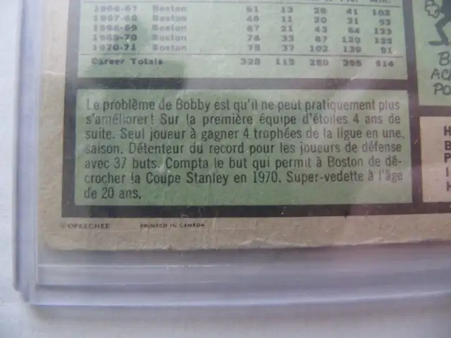 Bobby Orr Boston Bruins Defense OPC #100 Trading Card Circa 1971 - Photo 9