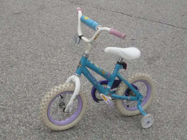 OUTGROWN GIRL'S 12' HUFFY SEASTAR WITH TRAINING WHEELS BIKE!