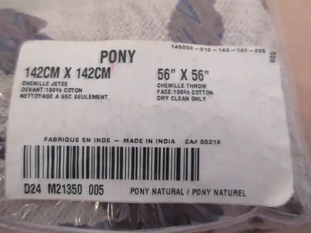 NEW: 'PONY' 56' X 56' THROW IN ORIGINAL PACKAGEAS PICTURED - Photo 2