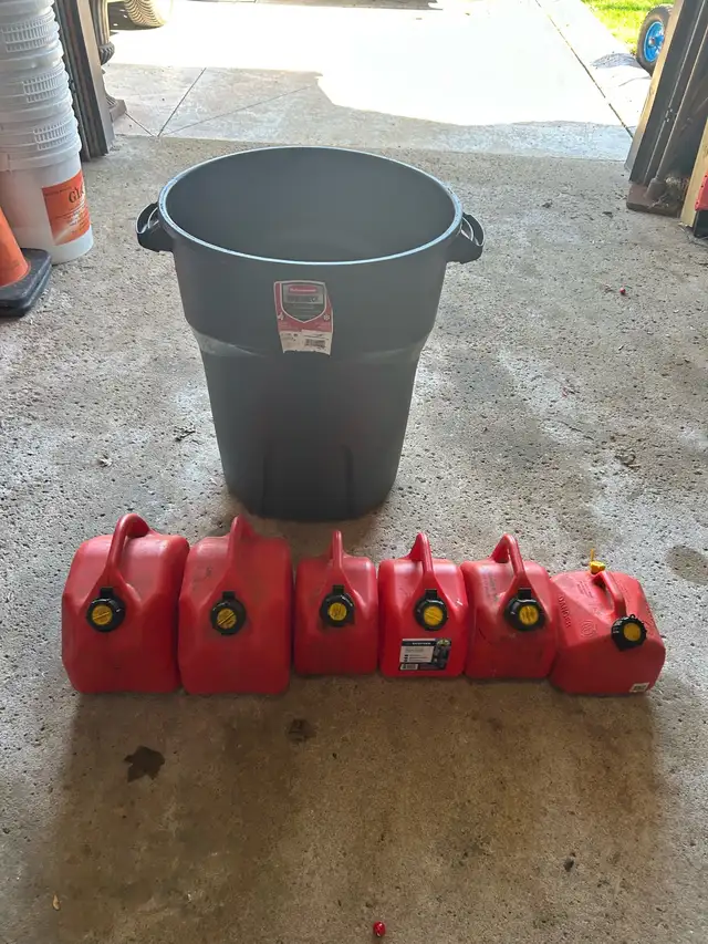 Gas Cans and Garbage Bin