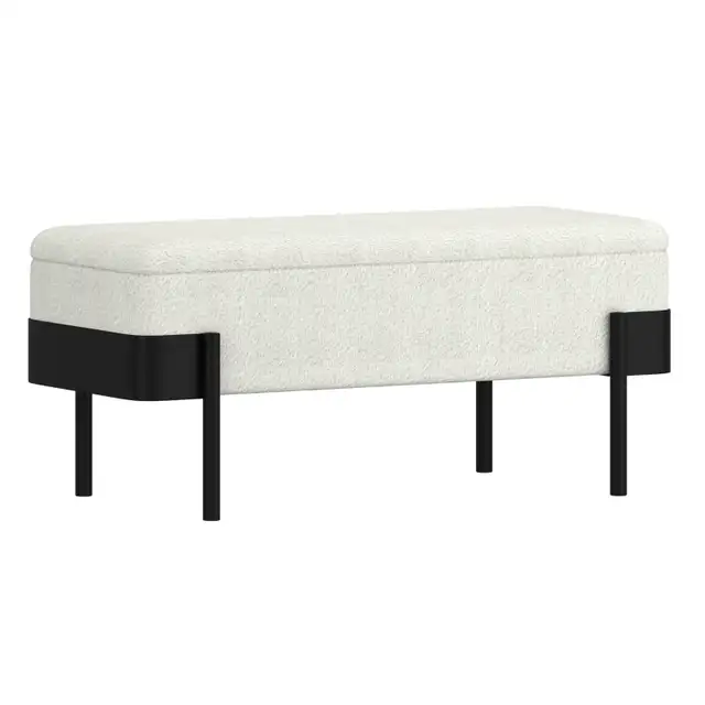 ODELL STORAGE BENCH IN IVORY AND BLACK FREE DELIVERY