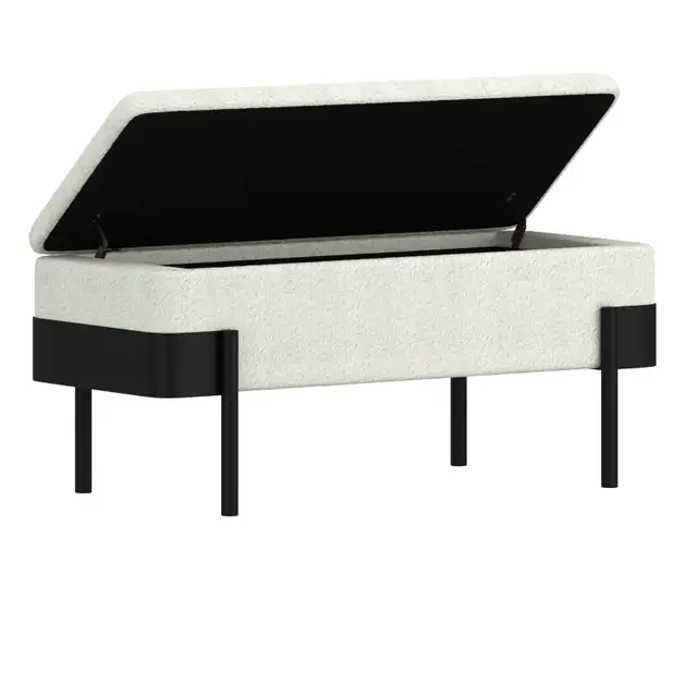 ODELL STORAGE BENCH IN IVORY AND BLACK FREE DELIVERY - Photo 3