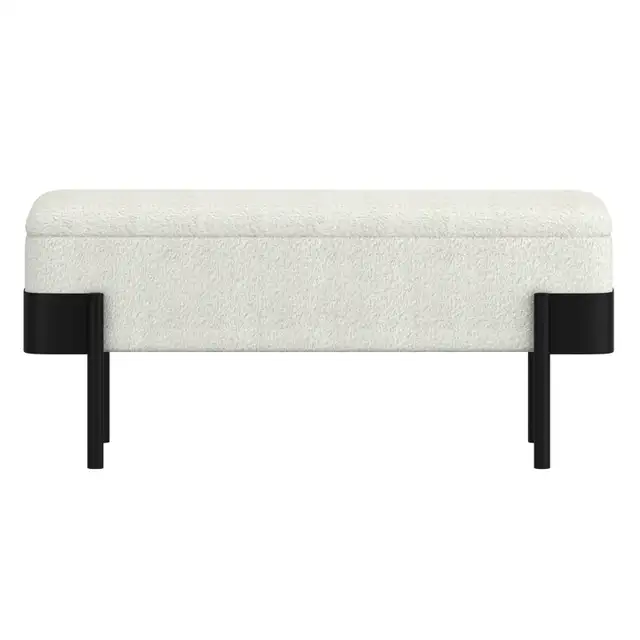 ODELL STORAGE BENCH IN IVORY AND BLACK FREE DELIVERY - Photo 5