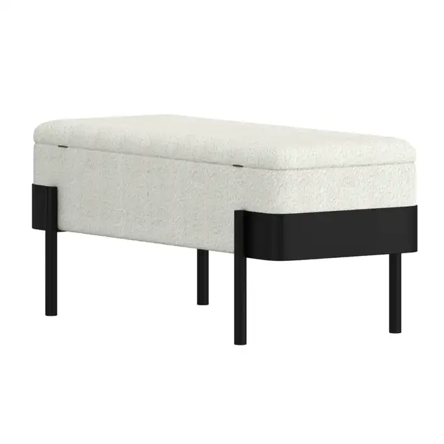 ODELL STORAGE BENCH IN IVORY AND BLACK FREE DELIVERY - Photo 6
