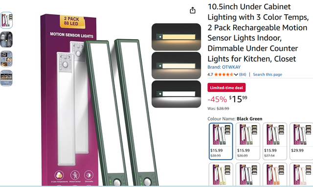 (New)2Pcs Rechargeable Motion Sensor Under Cabinet Lights with 3 - Photo 2