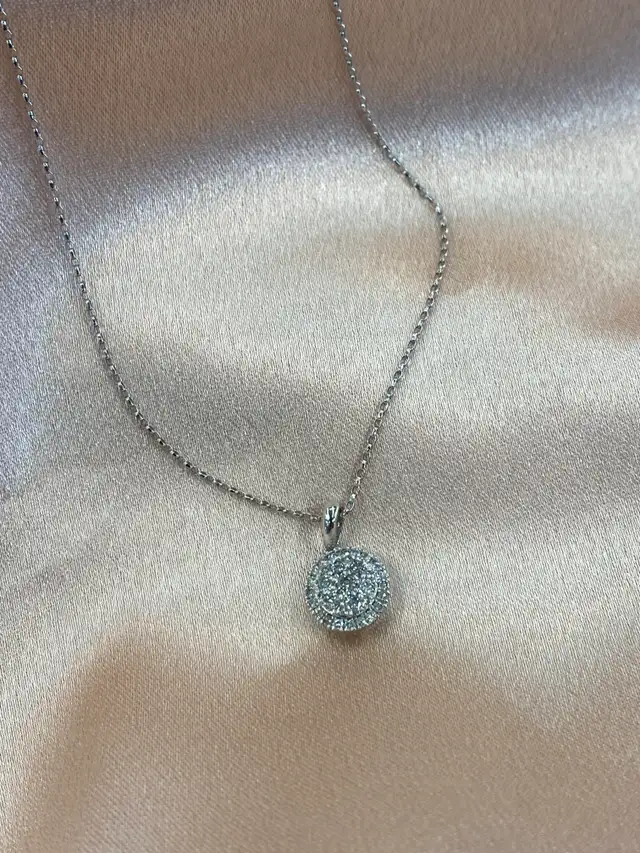 10K White Gold Chain & Diamond Illusion Pendant - Michael Hill