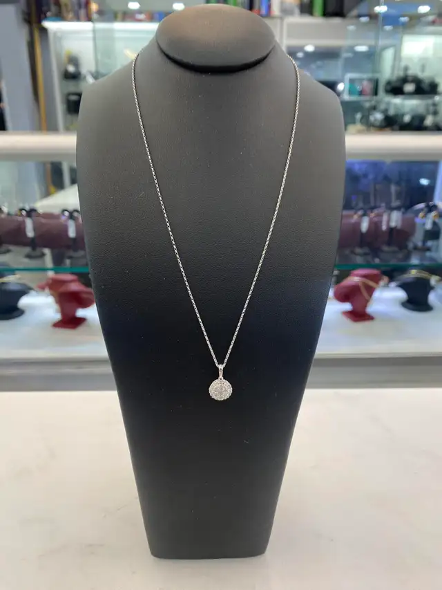 10K White Gold Chain & Diamond Illusion Pendant - Michael Hill - Photo 3