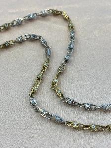 10K Two-Tone Chain w/CZ Accents - Unique Link Design- 30'