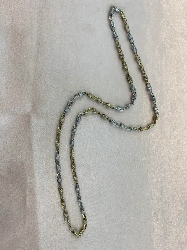 10K Two-Tone Chain w/CZ Accents - Unique Link Design- 30' - Photo 2