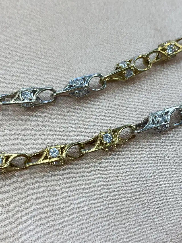 10K Two-Tone Chain w/CZ Accents - Unique Link Design- 30' - Photo 3
