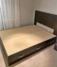 2 storage Ikea Malam made (Brand New) Bed Frame & Mattress for