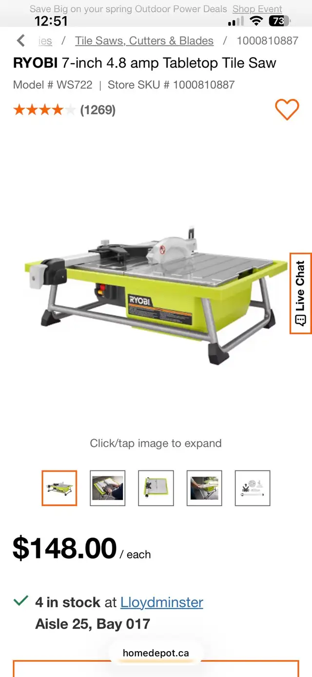 Wet tile saw