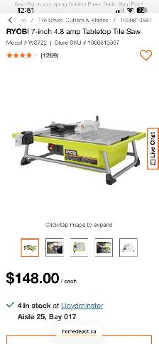 Wet tile saw