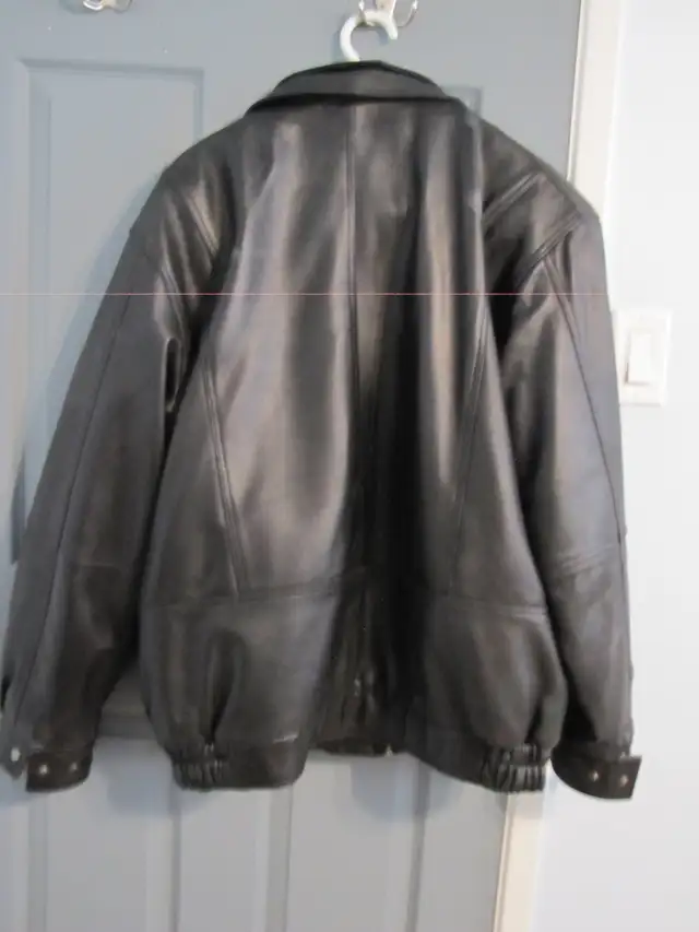 mens black leather jacket - Photo 2