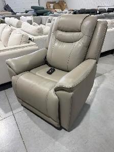 Leather power recliner with heat and massage