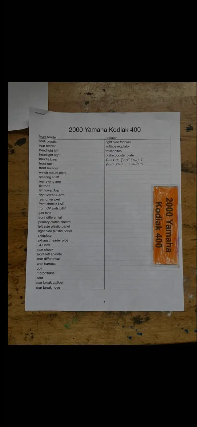 2001 Yamaha Kodiak 400 4 x 4 complete part out - Photo 7