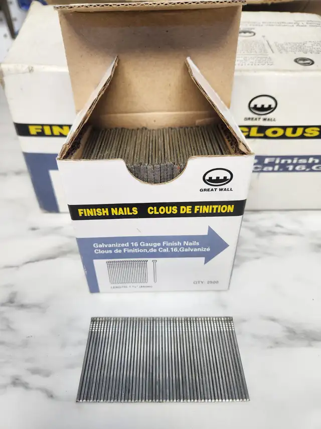 16 Gauge Finish Nails 1 ¾" inch Straight Galvanized NEW 2500pcs