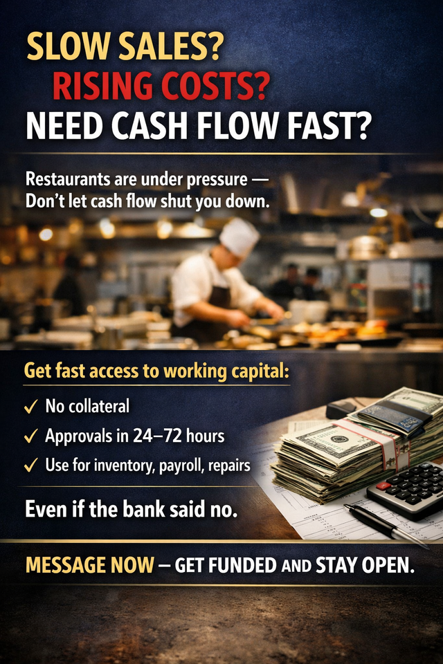 RESTAURANT OWNERS - NEED FAST CASH FLOW?