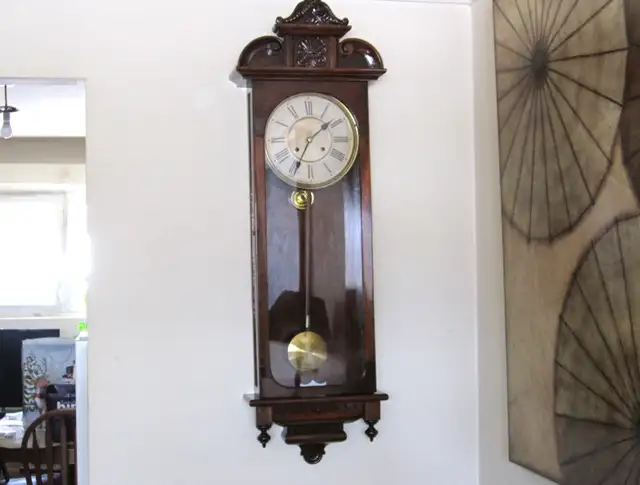 FANTASTIC LG ANTIQUE 1909 WATERBURY PICTOU 50" 8 DAY WALL CLOCK - Photo 2
