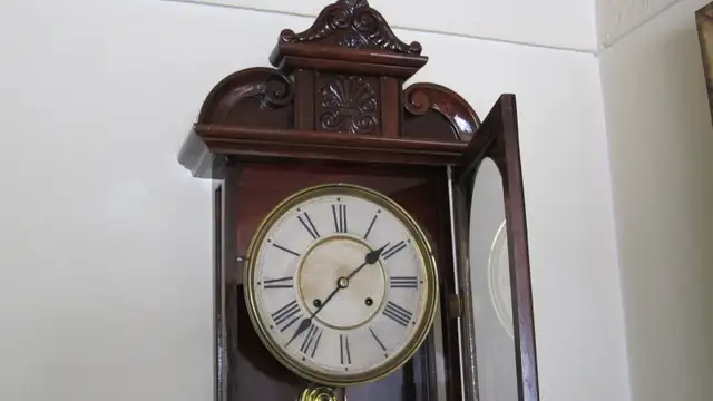 FANTASTIC LG ANTIQUE 1909 WATERBURY PICTOU 50" 8 DAY WALL CLOCK - Photo 5