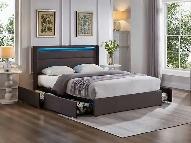 2 storage Ikea Malam made (Brand New) Bed Frame & Mattress for