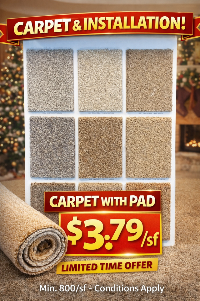 Carpet with Pad & Installation 3.79$/sqft