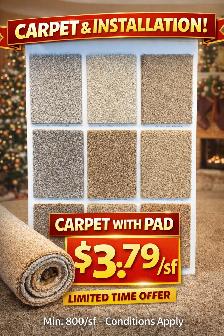 Carpet with Pad & Installation 3.79$/sqft