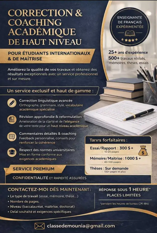 Correction universitaire professionnelle