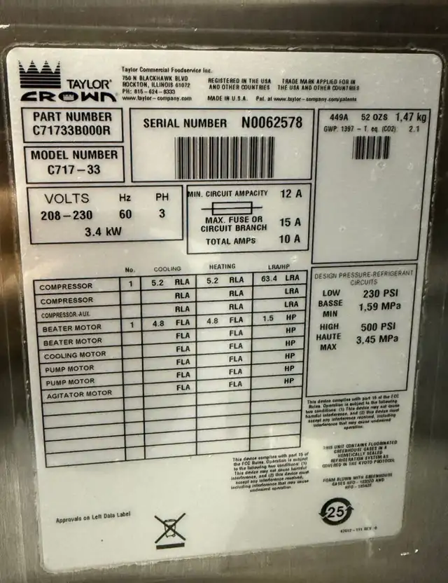 SPECAIL ! Taylor 717-33 triple head ice cream machine  $8995 - Photo 5