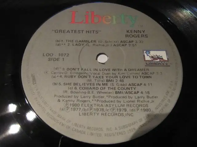 Kenny Rogers Greatest Hits Vinyl LP Catalog# L00-1072 Circa 1980 - Photo 4