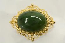 10K VINTAGE GEMSTONE BROOCH
