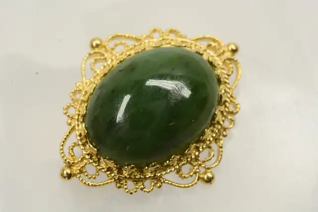 10K VINTAGE GEMSTONE BROOCH - Photo 3