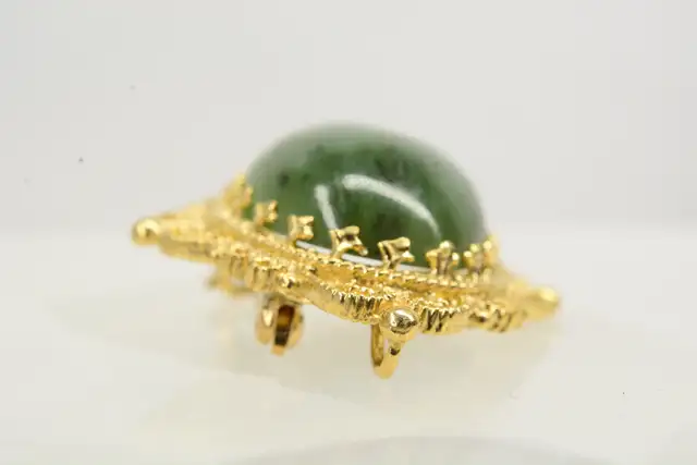 10K VINTAGE GEMSTONE BROOCH - Photo 7