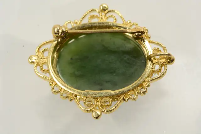 10K VINTAGE GEMSTONE BROOCH - Photo 9
