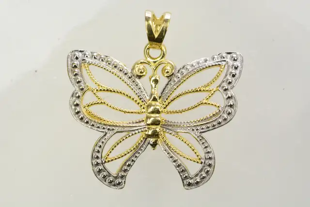 10K TWO TONE BUTTERLY PENDANT