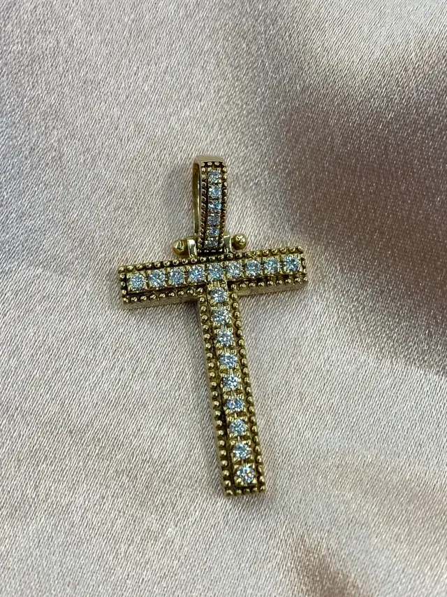 10K Gold & Diamond Cross Pendant