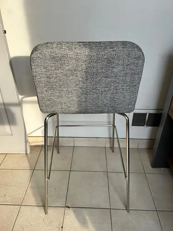 CB2 Charlie Bar Height Stool – Grey Fabric & Polished Nickel Leg - Photo 3