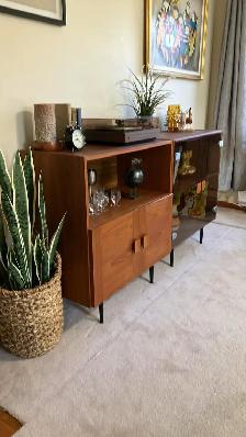 Mid century. TEAK TECK. Modulable. Crédence, bahut disques vinyl