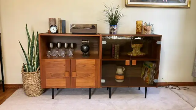Mid century. TEAK TECK. Modulable. Crédence, bahut disques vinyl - Photo 3