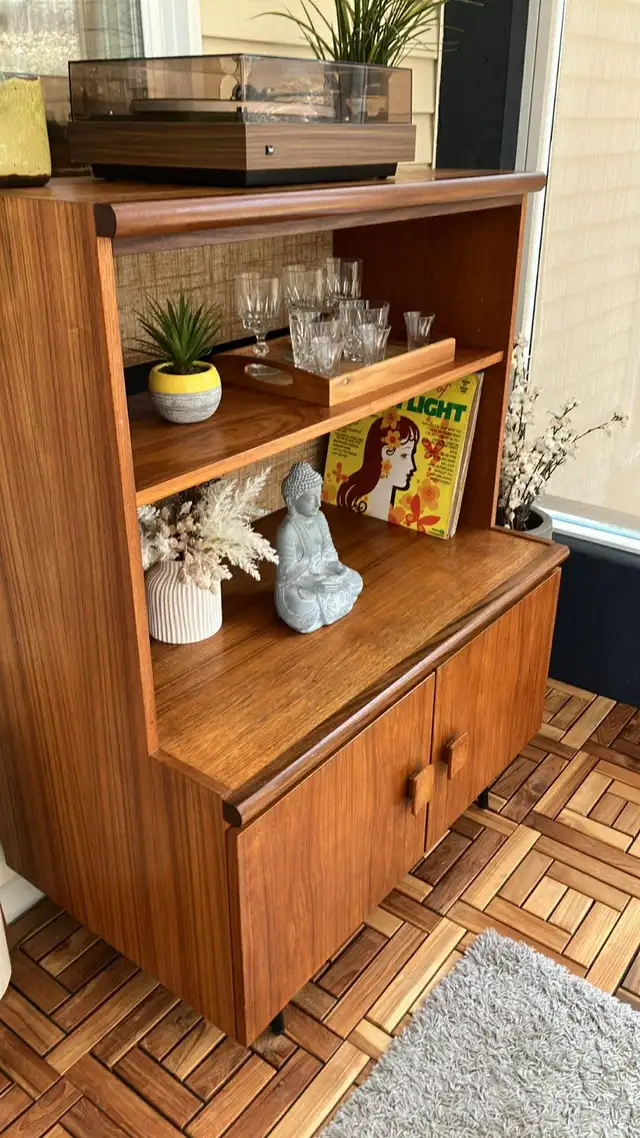 Mid century. TEAK TECK. Lampe / Crédence, buffet disque vinyle, - Photo 9