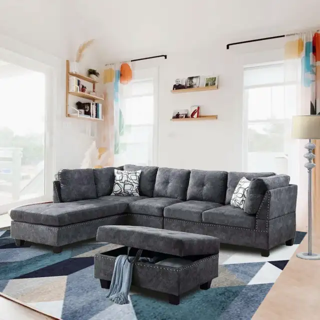 New Smart 4-Piece Sectional Sofa Set With LHF Chaise Now ON sALE