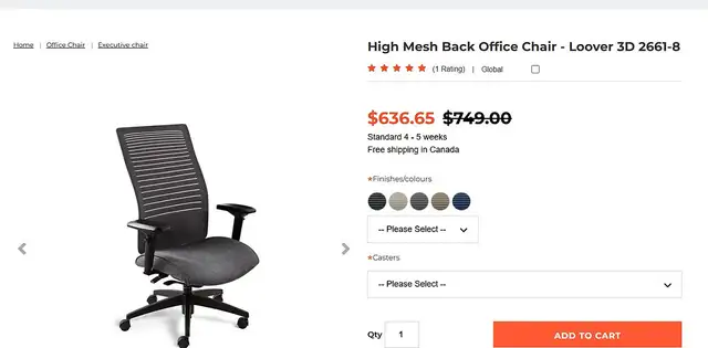 Global Loover High Mesh Back Office Chair! - Photo 5